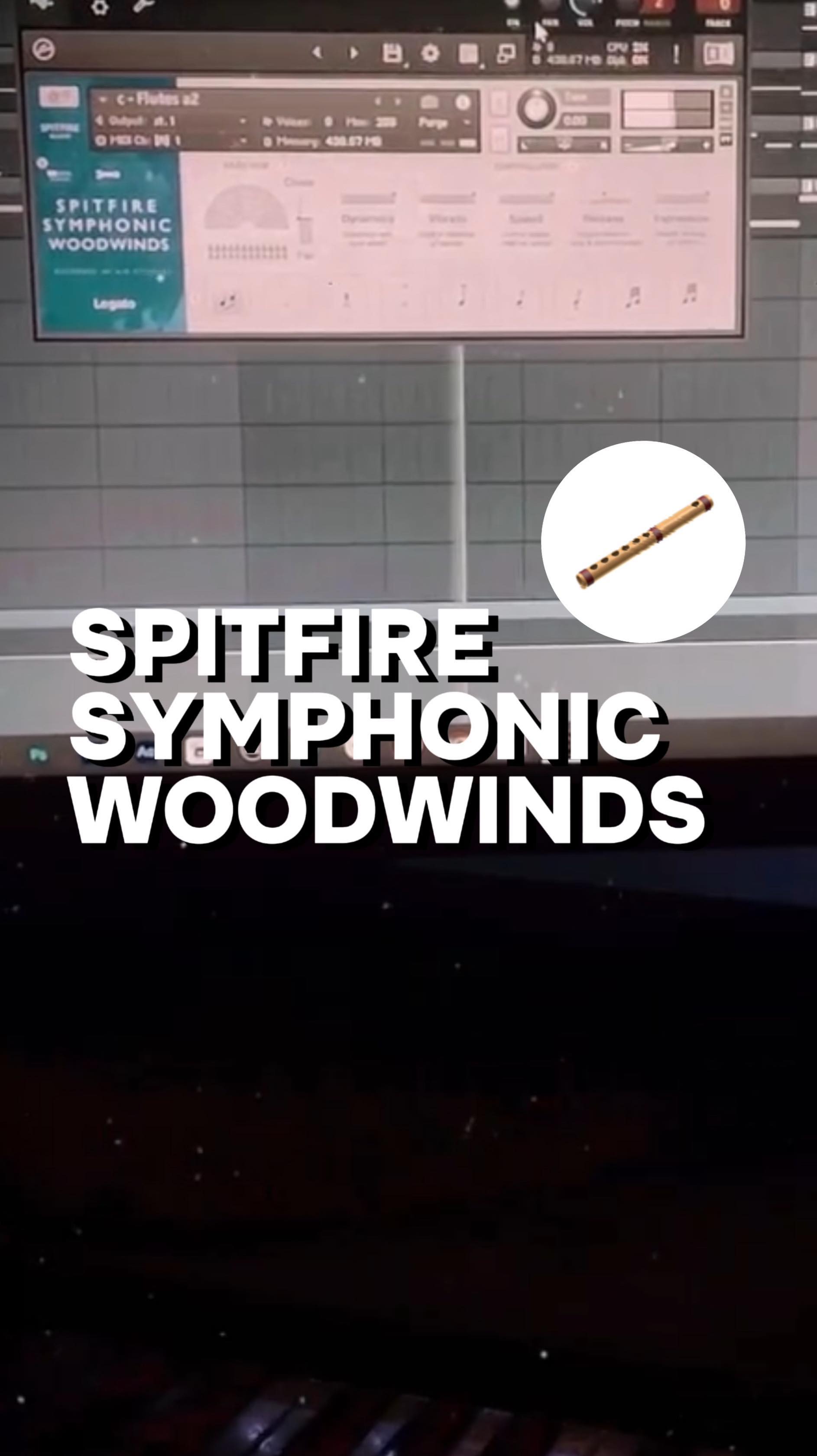 Instagram post by @maxseason for Spitfire Audio. Caption reads: [...] track with « Spitfire Woodwinds » by....
