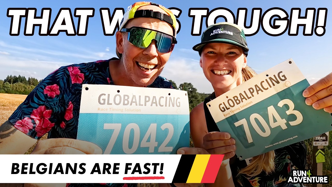 YouTube post by @Run4Adventure for Bob and Brad. Caption reads: Our FIRST Belgian Trail Race Was Harder Than....