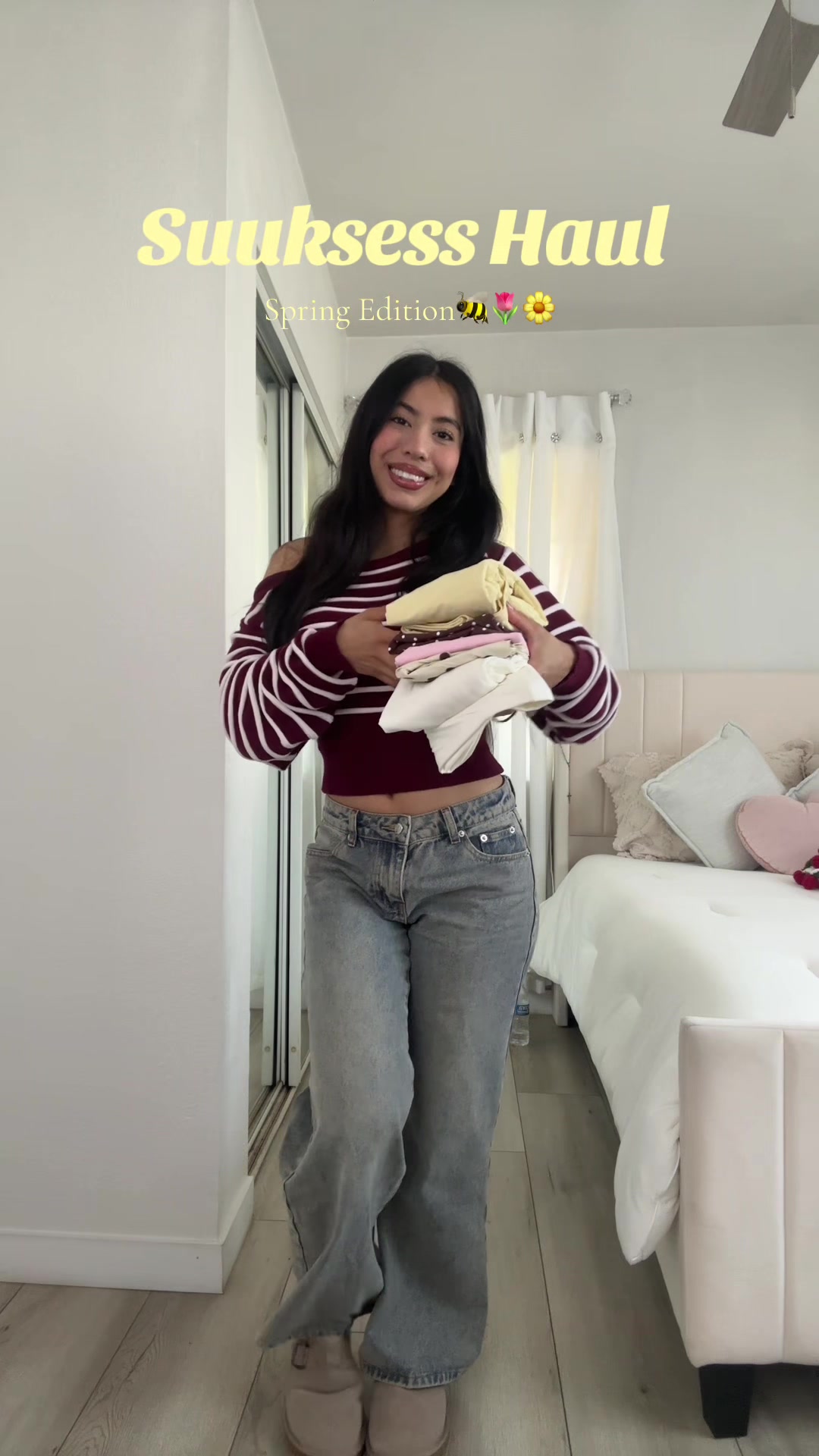 TikTok post by @vaaaallerie for SUUKSESS. Caption reads: obsessed with these spring basics! @SUUKSESS....
