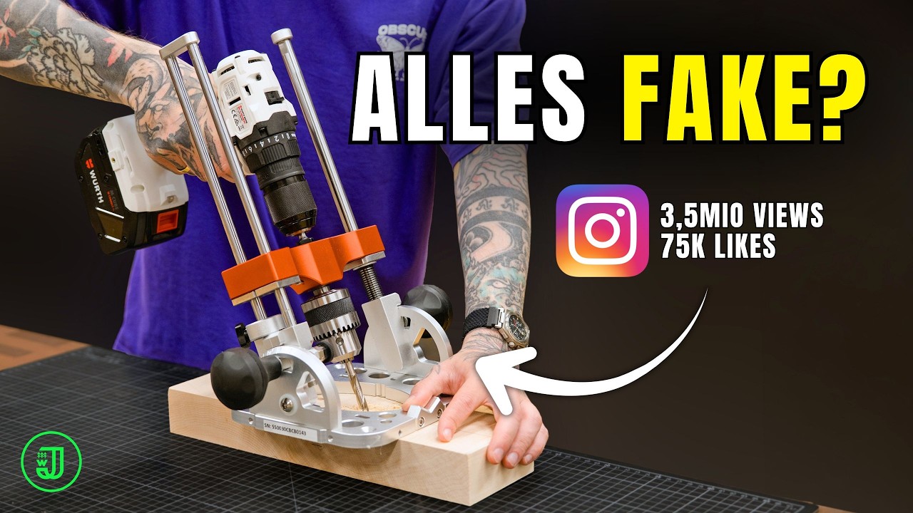 YouTube post by @JonasWinkler for TM Trade. Caption reads: Everyone is hyping this viral DRILL GUIDE 👉 but....