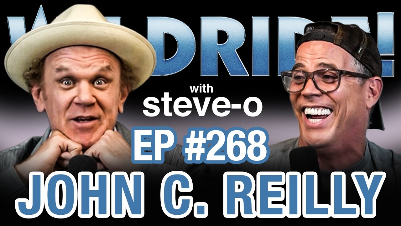 YouTube post by @steveotelevision for BlueChew. Caption reads: John C. Reilly's Surprising Connection To Jackass....