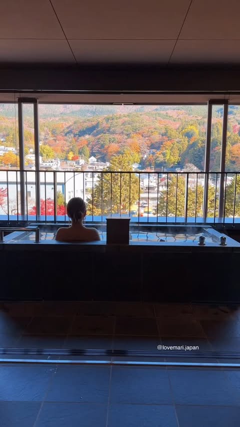 Instagram post by @lovemari.japan for Hotel Indigo. Caption reads: [...] of those “I love Japan” moments. ♨️🥹....