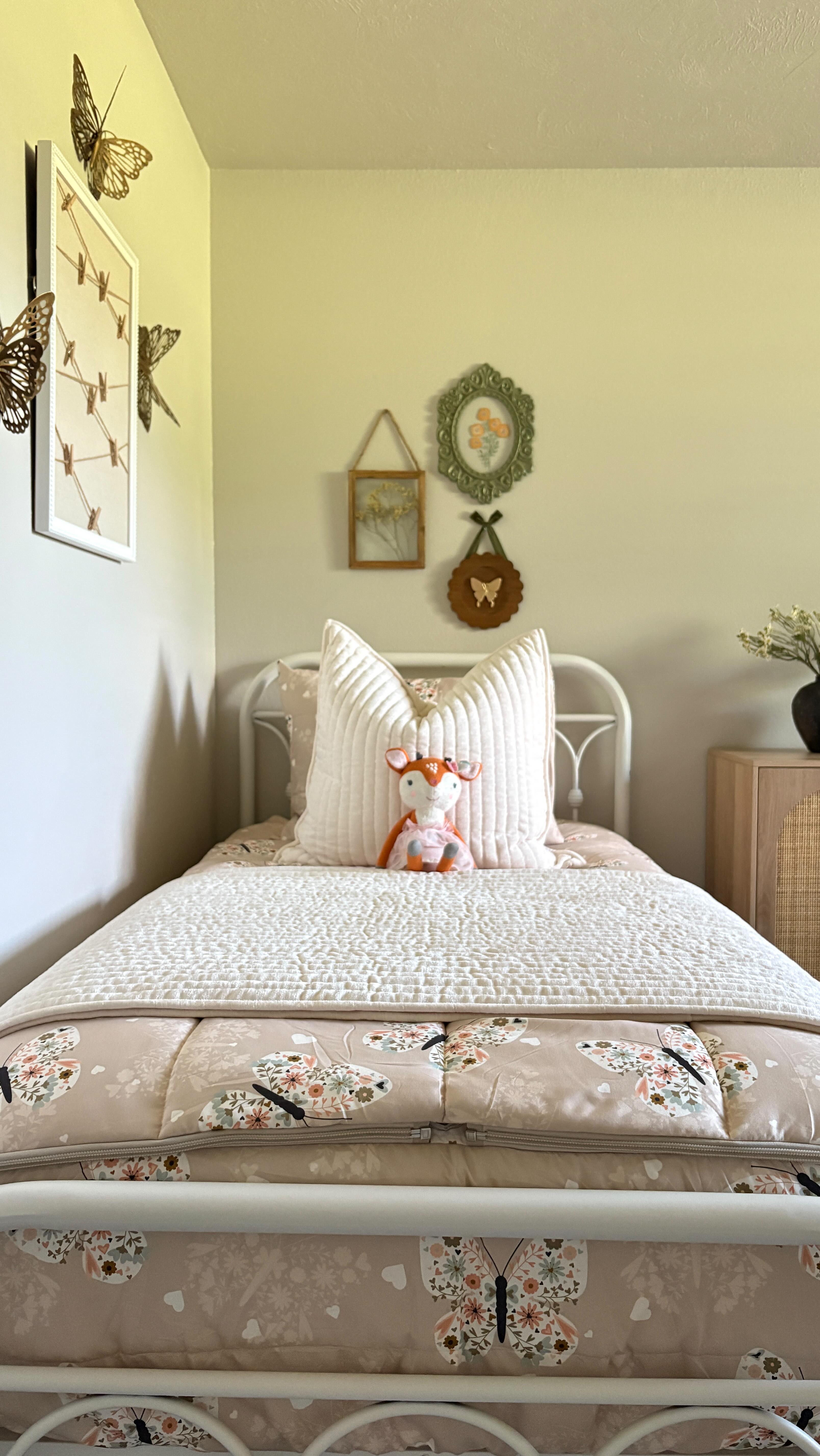 Instagram post by @a.freckled.fawn.design for Beddy's. Caption reads: It’s really important to me that my girls feel....