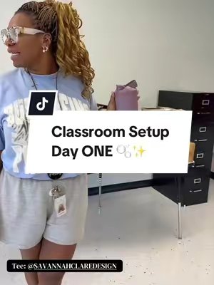 TikTok post by @theperkyteacher for nuuds. Caption reads: [...] 6.0! Tee: @SAVANNAH CLARE DESIGN Shorts:....