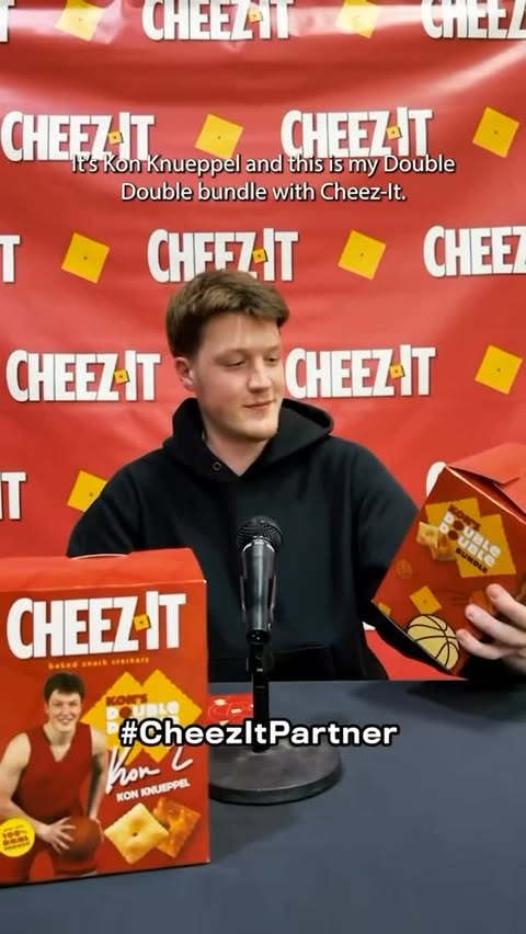 Instagram post by @kon2knueppel for Cheez-It. Caption reads: Capping off rookie year with my new @cheezit....