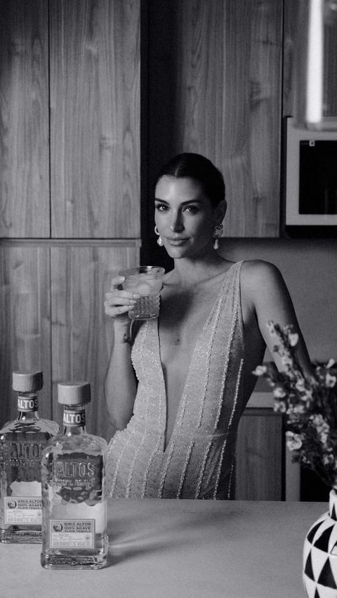 Instagram post by @paolavdesideri for Olmeca Altos Tequila. Caption reads: What would I wear if I were a cocktail? 
Every....