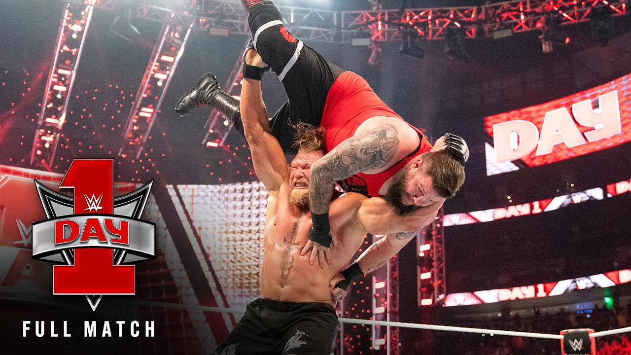 YouTube post by @WWEVault for WWE. Caption reads: [...] vs. Lashley vs. Rollins vs. Owens | WWE....