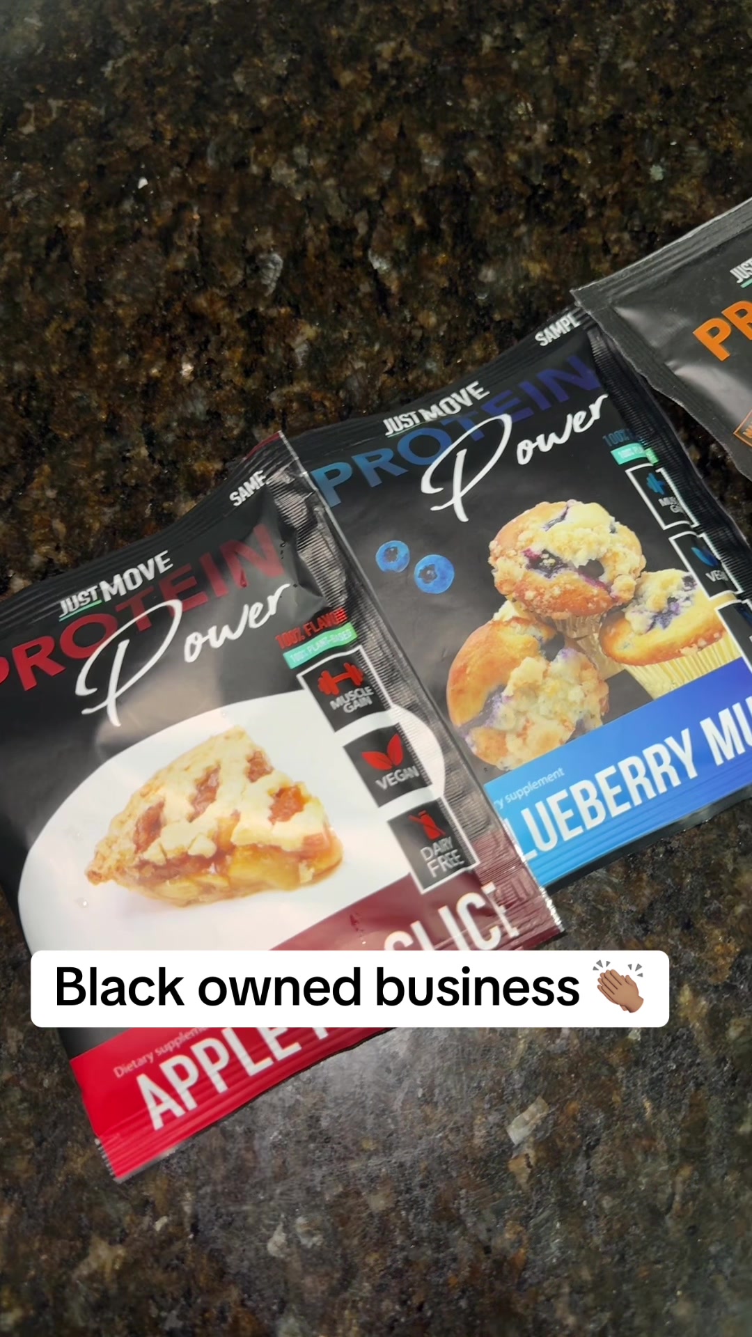 TikTok post by @fireeassjayyy for Just Move Supplements. Caption reads: Best protein flavors ever 😋 @Just Move....