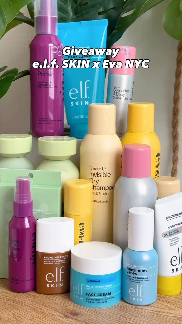 Instagram post by @elfskincare for Eva NYC. Caption reads: @elfskincare + @evahairnyc have teamed up for a....