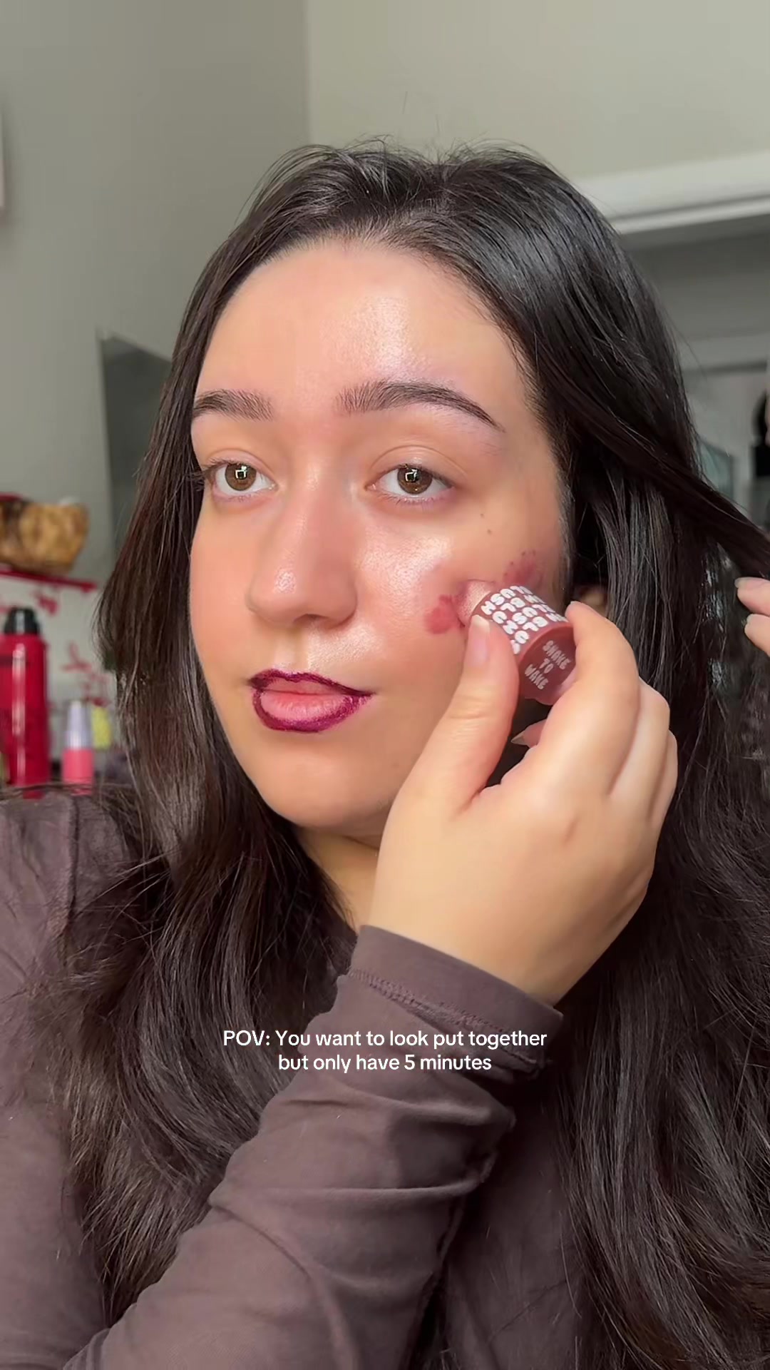 TikTok post by @amyrahkrm for MUA Cosmetics Maroc. Caption reads: 5 minute makeup routine using all affordable....