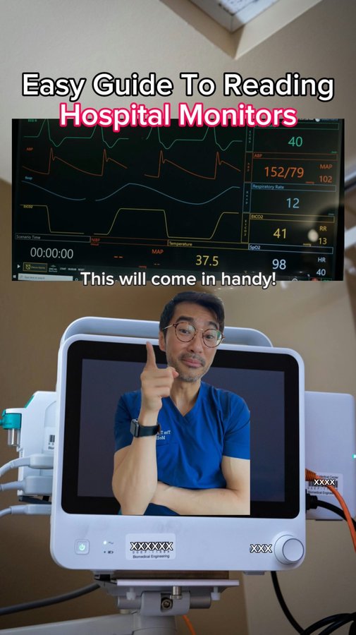 Instagram post by @doctortim.md for GoodRx. Caption reads: How to read hospital monitors 🏥 #sponsored 

5....