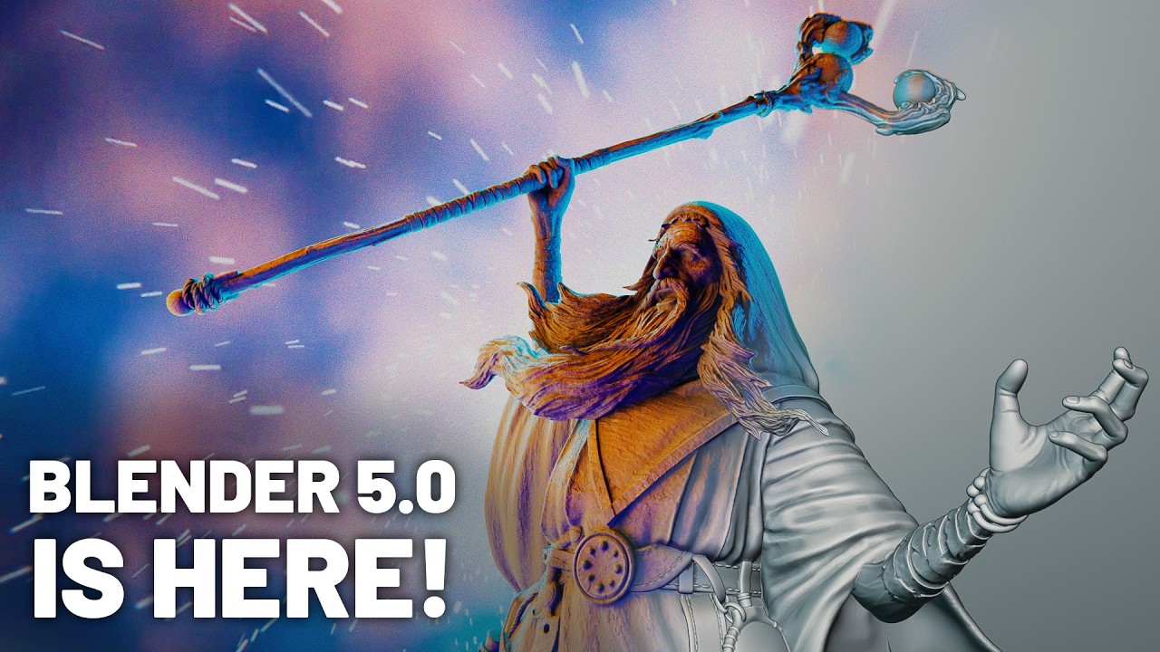 YouTube post by @SouthernShotty for Skillshare. Caption reads: Blender 5.0 Features in LESS THAN TEN MINUTES!.