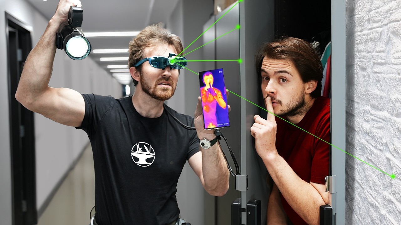 YouTube post by @hacksmith for iFixit. Caption reads: EXTREME Hide & Seek (Hunting my Employees 2024).