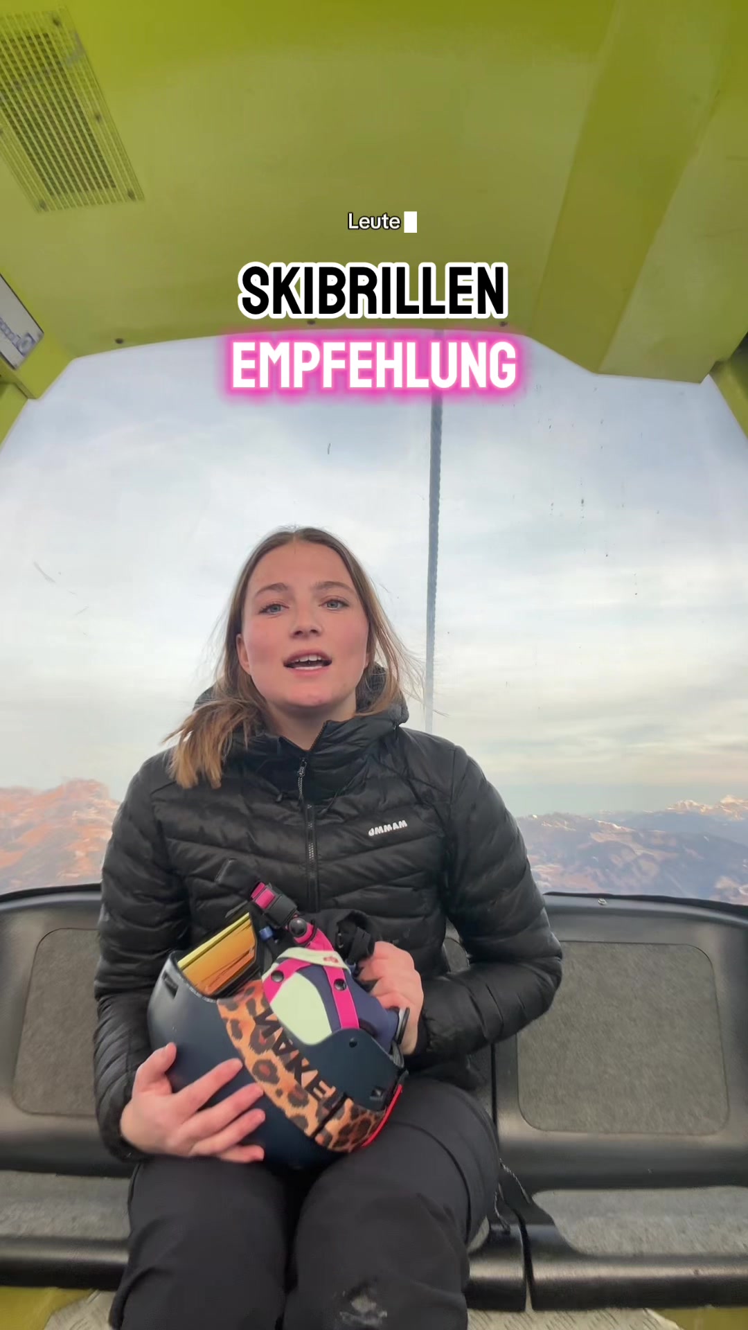 TikTok post by @finjanichtfine for NAKED Optics. Caption reads: ANZEIGE @NAKED Optics #skibrille #ski #snowboard....