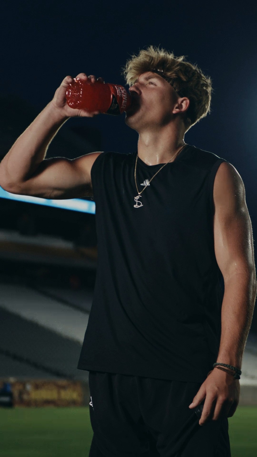 Instagram post by @samleavitt10 for POWERADE. Caption reads: Already on target. All sights are set for....