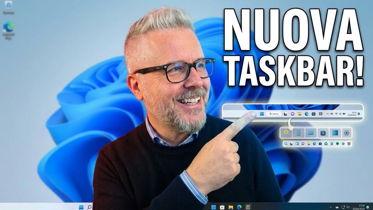 YouTube post by @gentiluomodigitale for NordPass. Caption reads: The new Windows taskbar has arrived and it looks....
