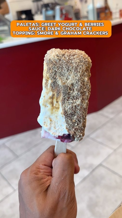 Instagram post by @ericeatshtx for Morelia Gourmet Paletas. Caption reads: Need something for this Houston heat, come check....