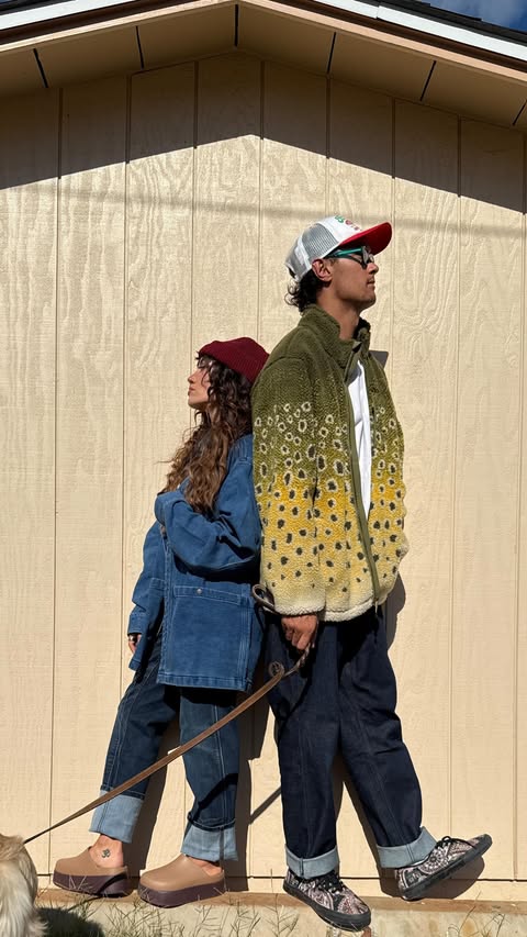 Instagram post by @taympala for Duluth Trading Company. Caption reads: Fall fit check couple edition 🌟
wearing....