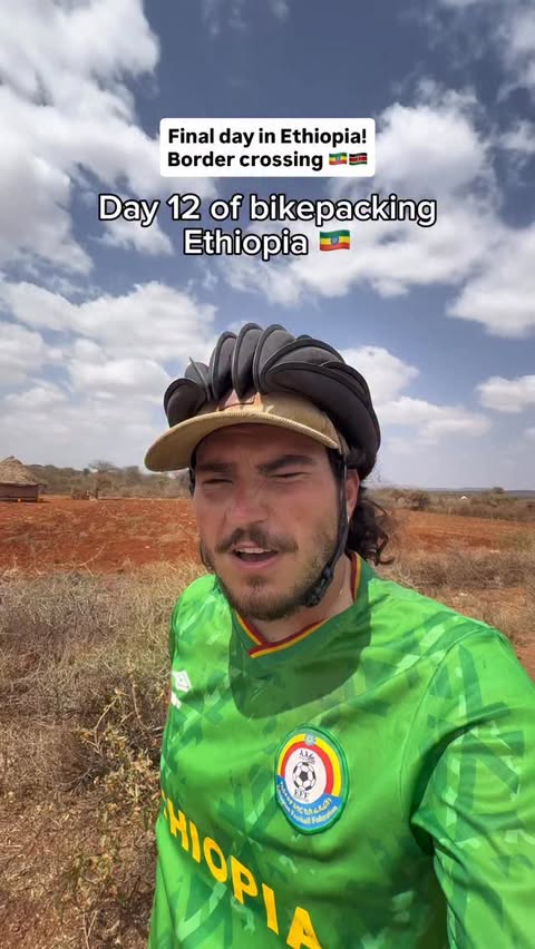 Instagram post by @sambikepackingtheworld for Airalo. Caption reads: [...] - crossing the border to Kenya with @airalo....