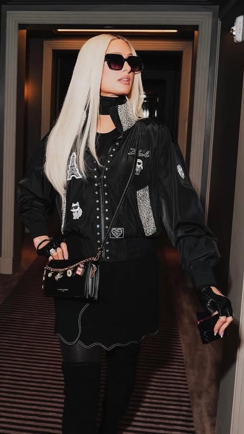 Instagram post by @parishilton for KARL LAGERFELD. Caption reads: [...] A new, IKONIK chapter with @KarlLagerfeld....