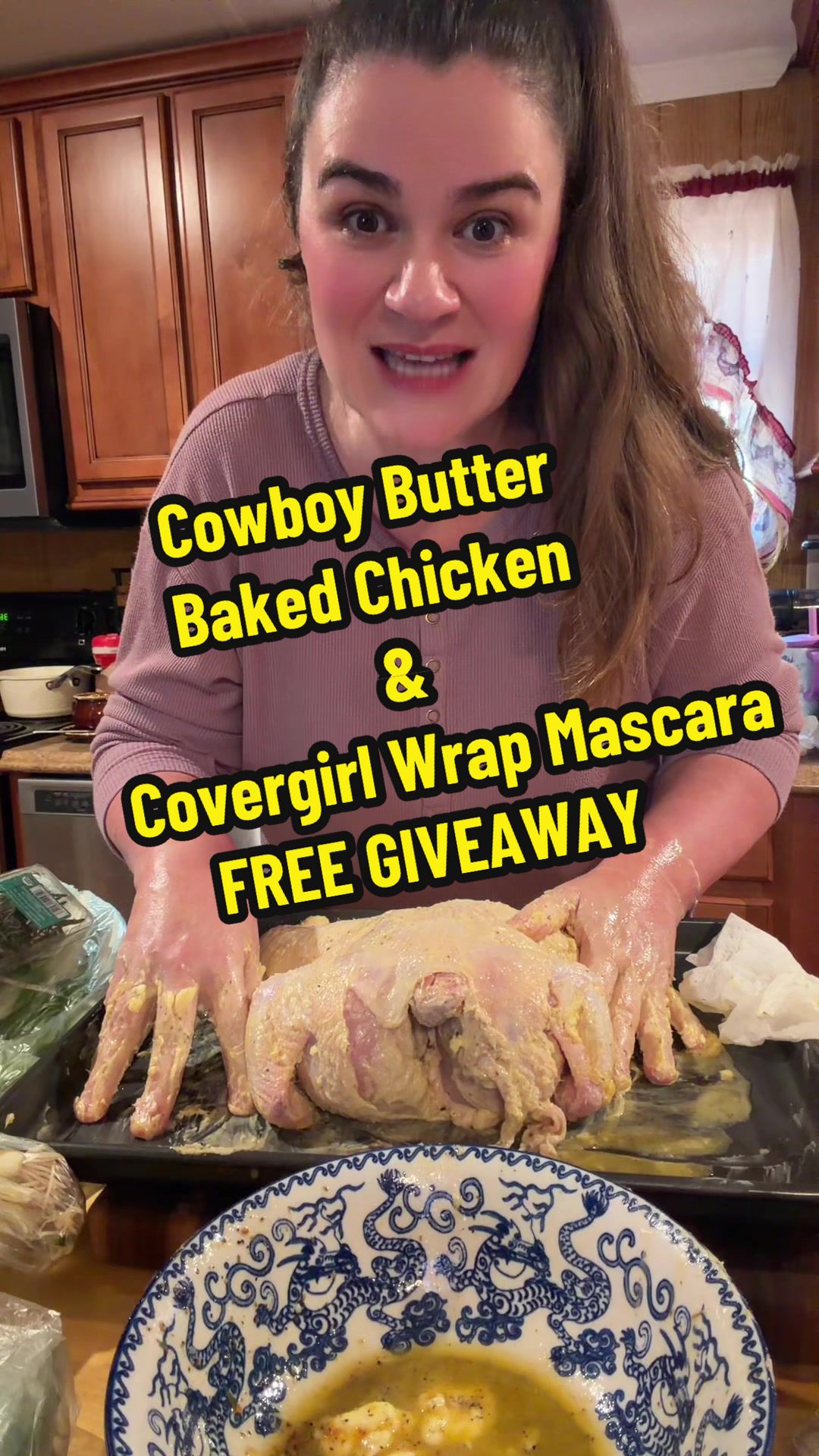 TikTok post by @southernsassnsizzle for Kosterina. Caption reads: Part 1 Stuffed Baked Cowboy Butter Chicken,....