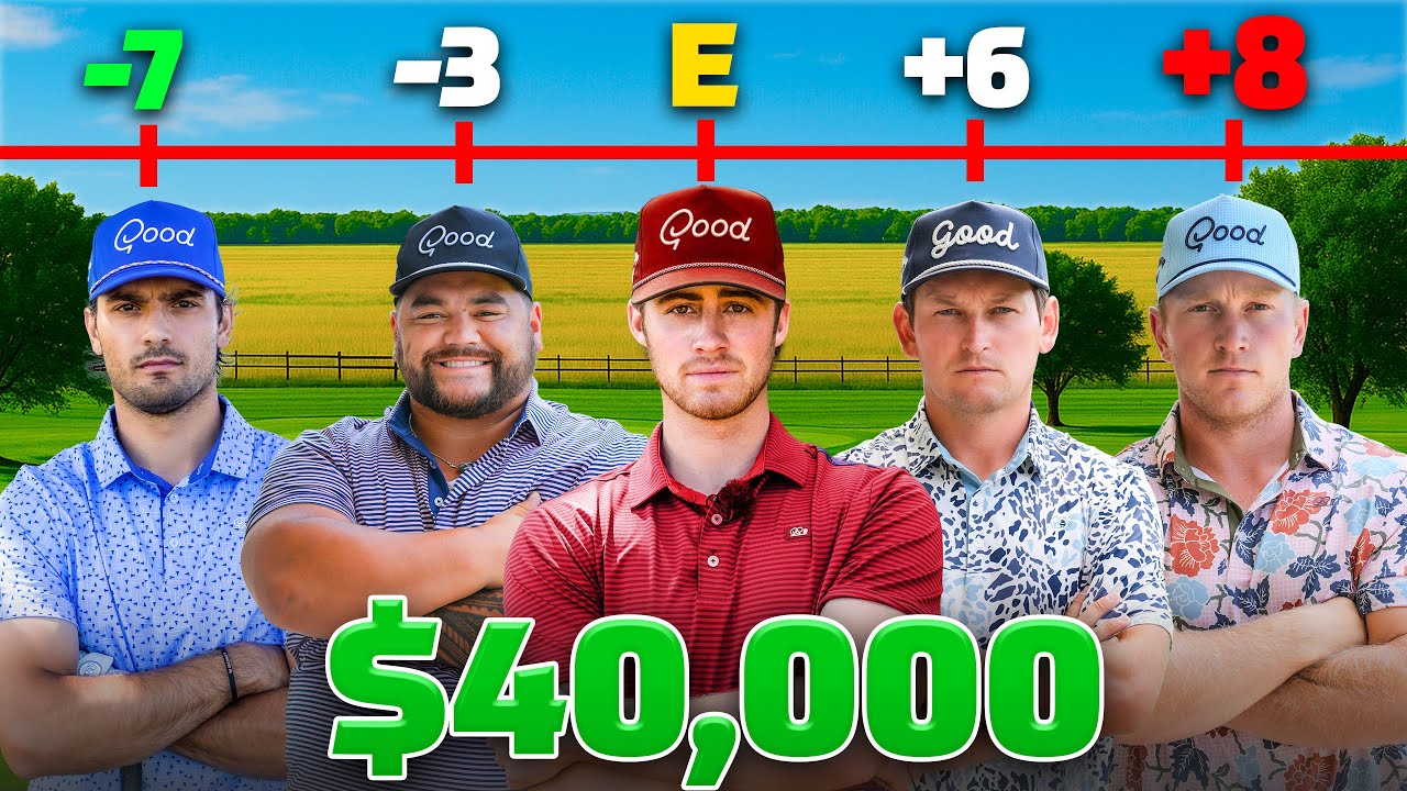 YouTube post by @GoodGood for Good Good Golf. Caption reads: $40,000 Good Good Major Tournament | Round 3.