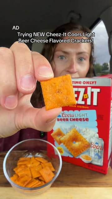Instagram post by @morganchomps for Cheez-It. Caption reads: #CheezItPartner NEW @cheezit @coorslight Beer....