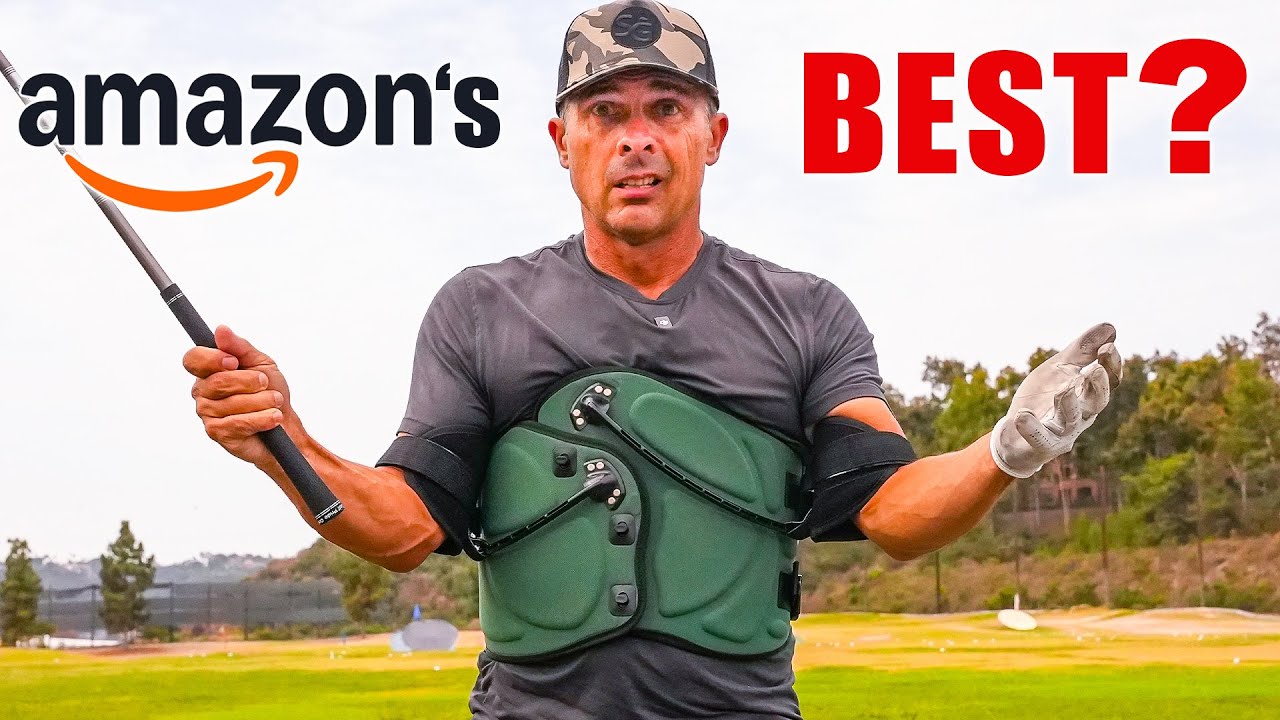 YouTube post by @MrShortGame for HackMotion. Caption reads: I Tested the 5 Most Popular Golf Swing Training....