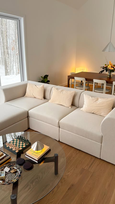 Instagram post by @audreyrivet for Cozey. Caption reads: [...] our new Atmosphere Sofa from @cozey 🛋️....