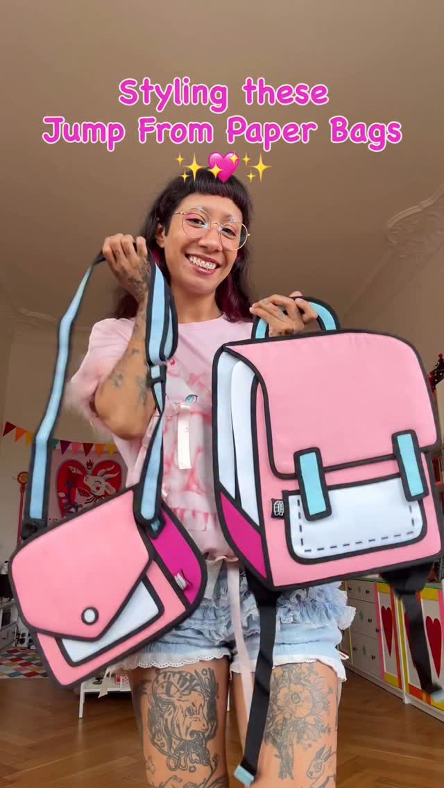 Instagram post by @sonialazo for JumpFromPaper. Caption reads: Styling these super cute bags from @jumpfrompaper....