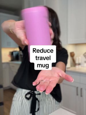 TikTok post by @peach.sleep for Reduce. Caption reads: [...] go #coffeetumbler #coffeemug #travelmug....