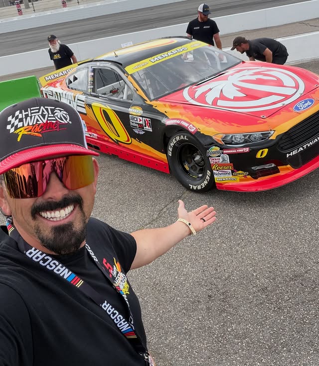 Instagram post by @ls__george for Heat Wave Visual. Caption reads: [...] @nascar race 🫣 @rockinghamspeedway....