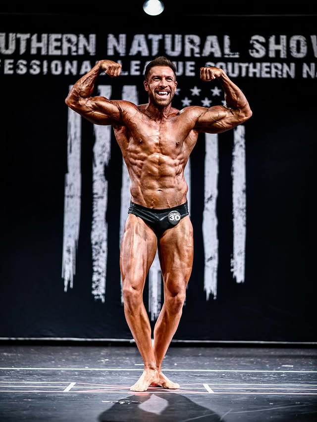 Instagram post by @theonlystoney for BPI Sports. Caption reads: 🏆Official Stage shots: NPC Southern Natural....