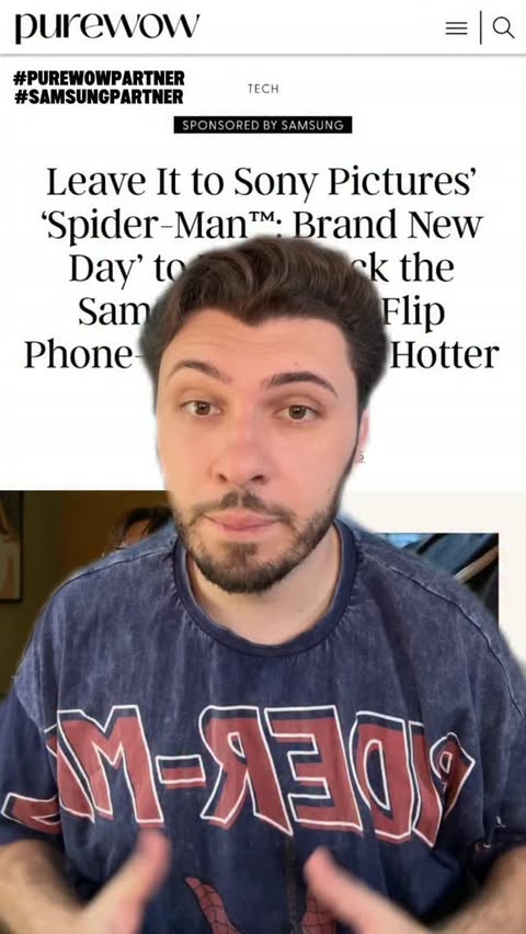 Instagram post by @brandencivi for Samsung Mobile. Caption reads: [...] in theaters now. @spidermanmovie....