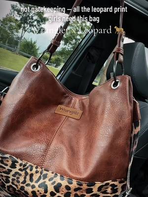 TikTok post by @_mels_tramm_ for Rustic Charm Bootic. Caption reads: [...] Hobo bag in leopard print. @Rustic Charm....