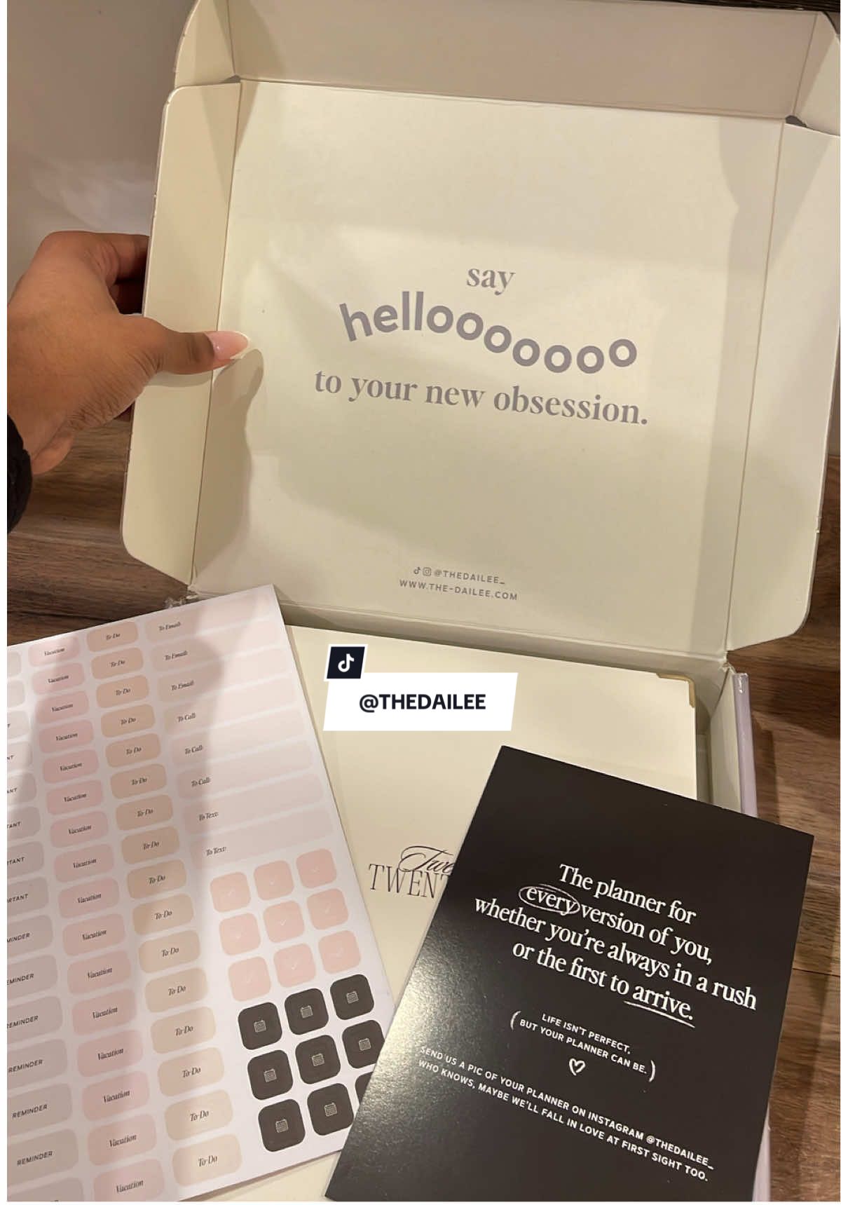 TikTok post by @madisonpearlofficial for The Dailee. Caption reads: [...] so excited to use my new planner from @The....