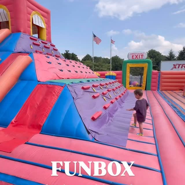 Instagram post by @columbusmomhacks for Funbox. Caption reads: FUNBOX – The World’s Largest Bounce House is now....