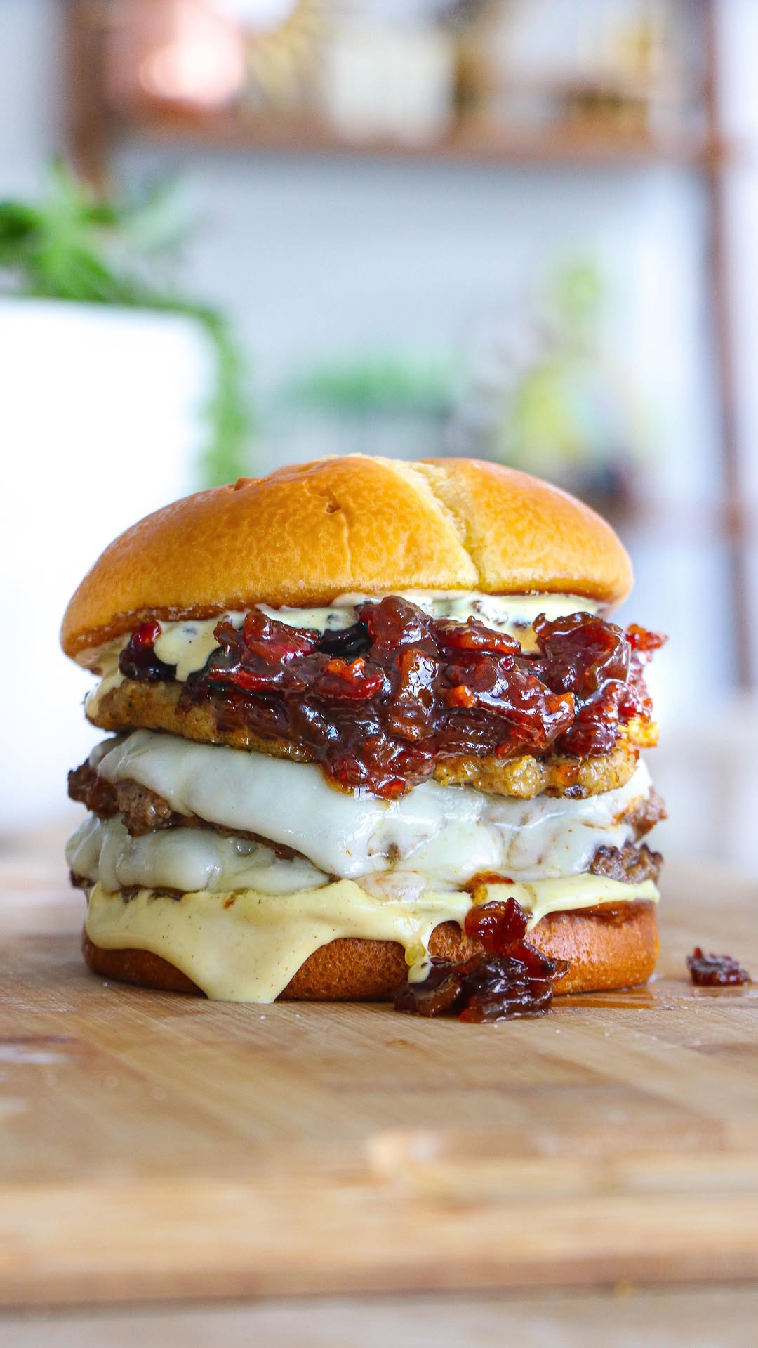 Instagram post by @thenaughtyfork for Gopuff. Caption reads: Thanksgiving Smash Burger with a Cranberry Maple....