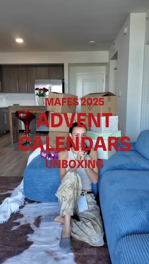 Instagram post by @mafeanzures for Makeup Revolution. Caption reads: ITS ADVENT CALENDAR SEASON 🥹 our first one from....