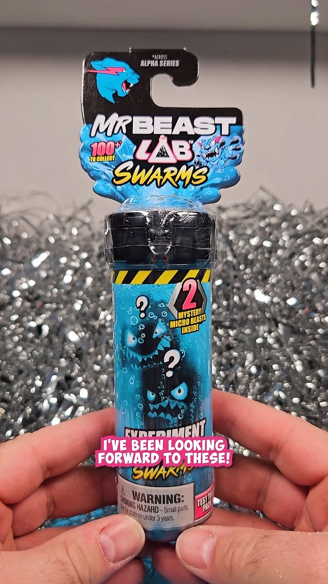 Instagram post by @minimysterys for MrBeast Lab. Caption reads: [...] Mr Beast Lab Swarms ASMR Toy Unboxing....