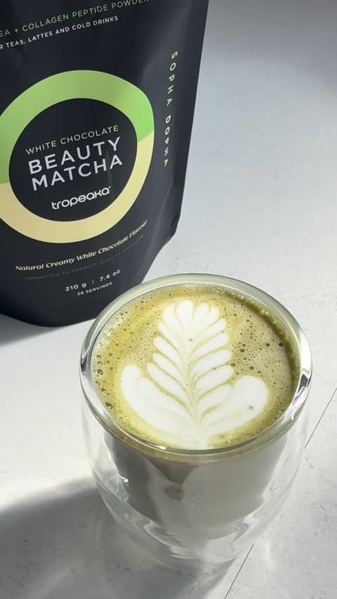 Instagram post by @_gracehewitt_ for Tropeaka. Caption reads: [...] think I’d become a matcha girly… but....