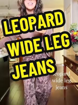 TikTok post by @life_with_b76 for Imily Bela Official. Caption reads: @Imily Bela Apparel wide leg leopard print jeans....