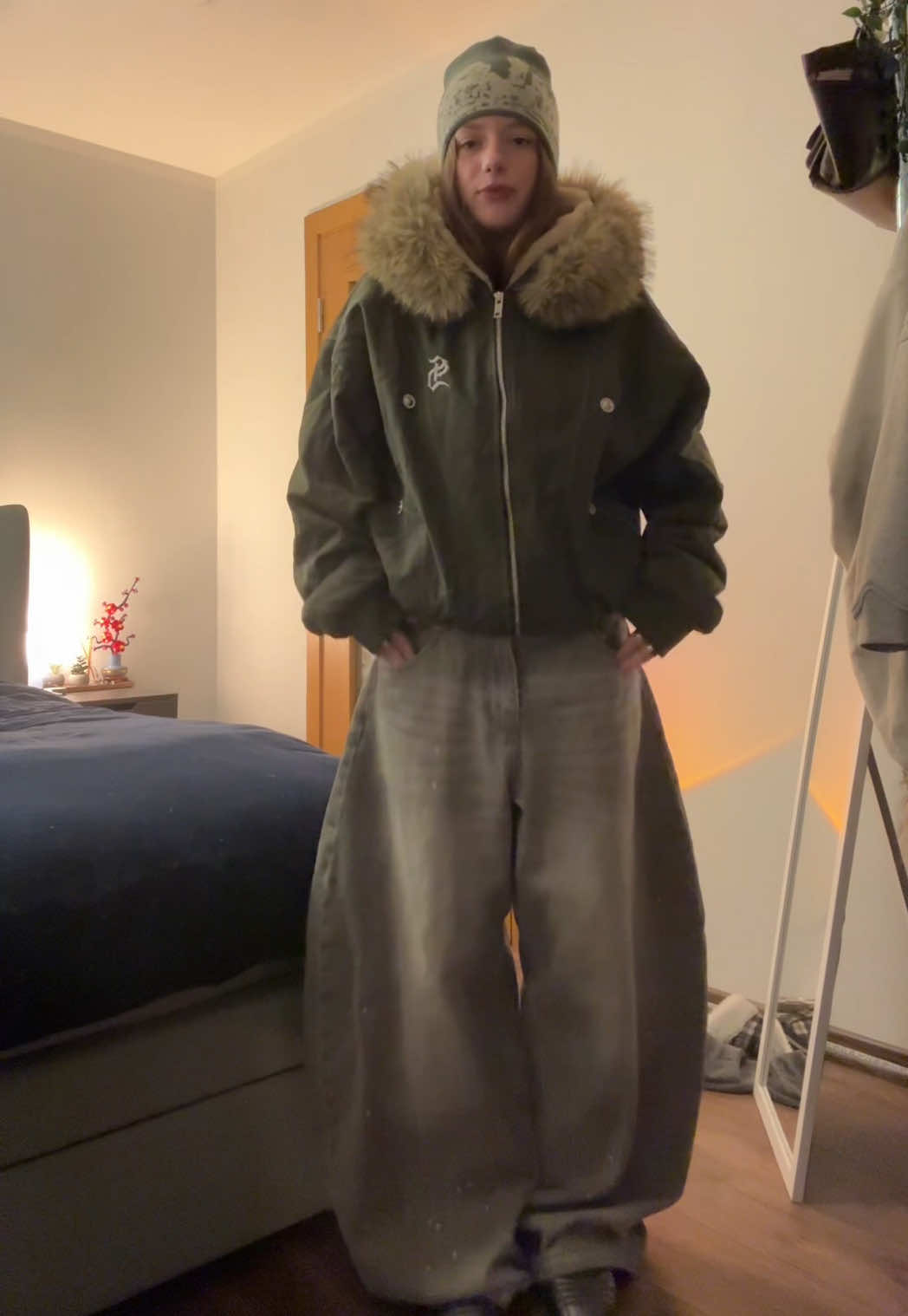 TikTok post by @soglary for Thesupermade. Caption reads: jacket from @Thesupermade Shop   #fyp #fitcheck....