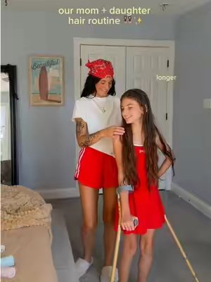TikTok post by @amazingabigailgrace for It's A 10 Haircare. Caption reads: Our mom + daughter hair routine 👩🏼‍🐰‍👩🏻✨....