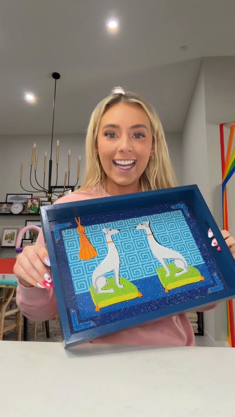 Instagram post by @serenaneel for Michaels Stores. Caption reads: [...] making a diamond art tray from....