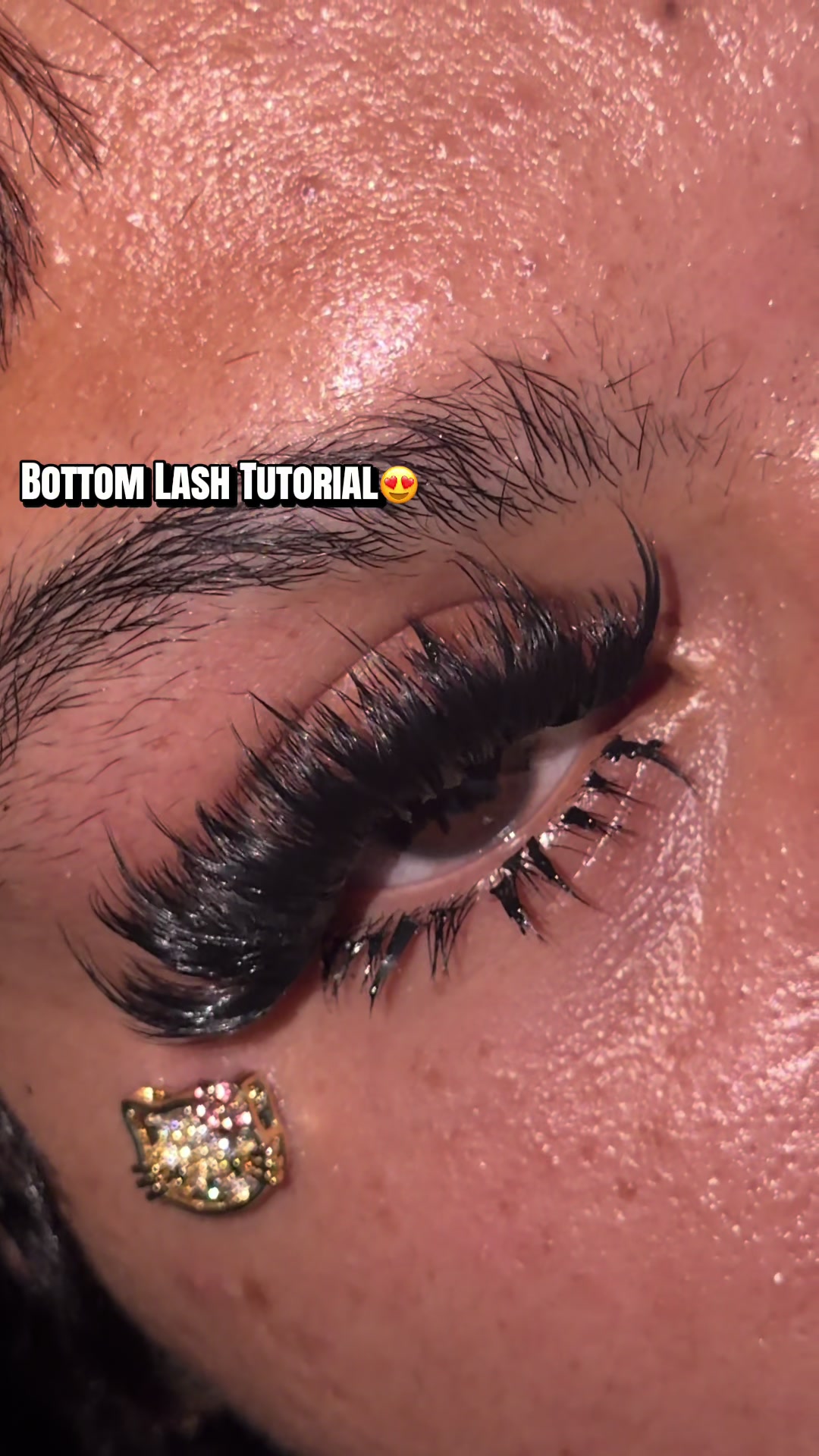 TikTok post by an influencer for MilyBest Beauty. Caption reads: [...] i do my bottom lashes 💕 @MilyBest Beauty....