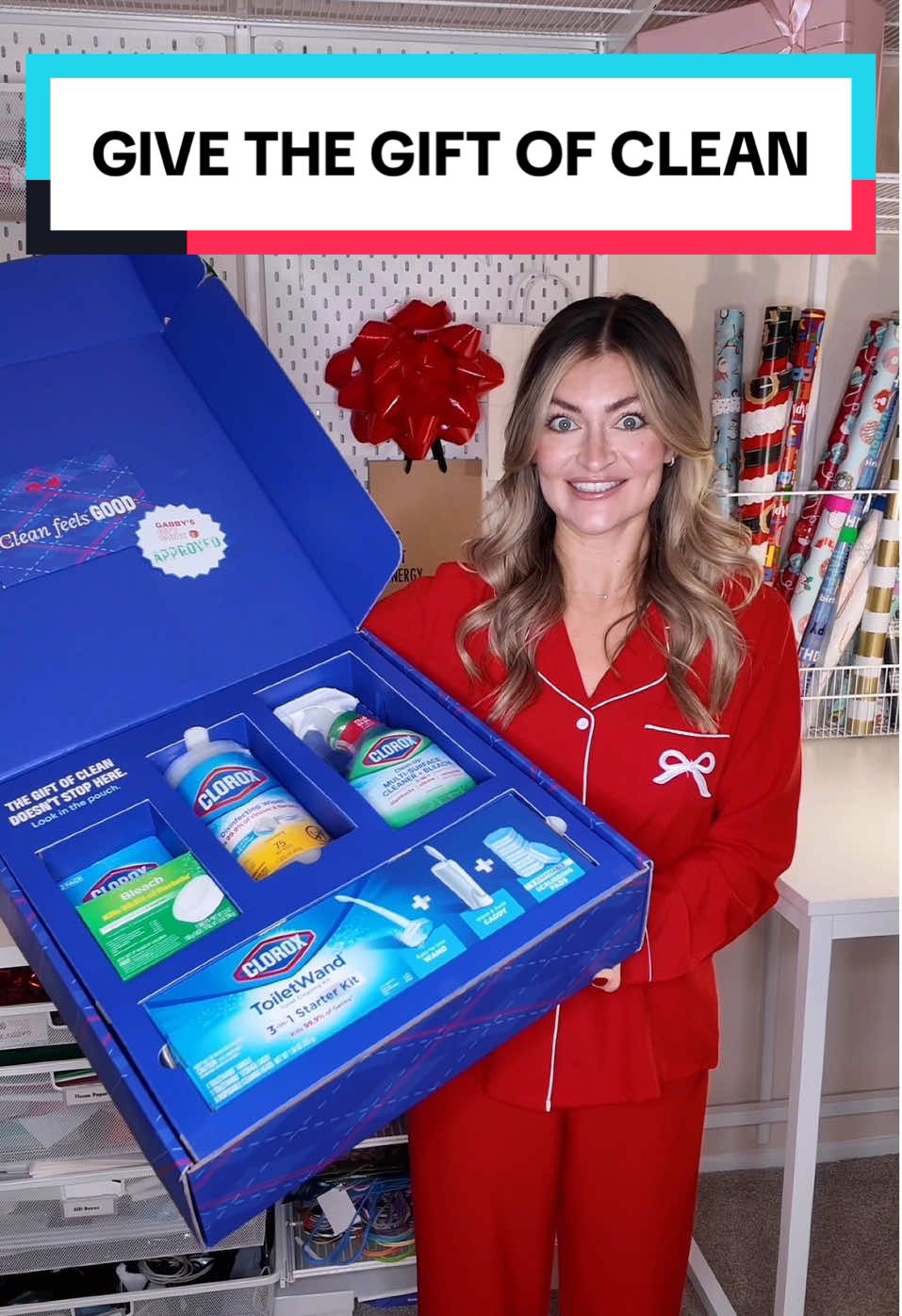 TikTok post by @gabbysgiftguide for Clorox. Caption reads: [...] person off of your gifting list with @Clorox....