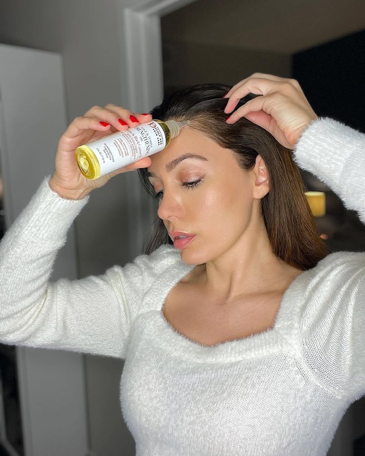 Instagram post by @maryam.ghafarinia for Design Essentials. Caption reads: The @designessentials Edge & Temple Strengthening....