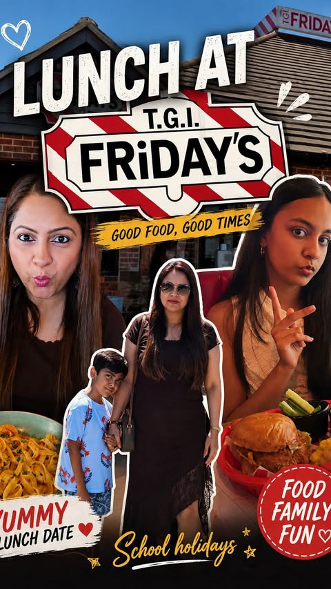 Instagram post by @mom2twolittlehumansinlondon for TGI Fridays. Caption reads: [...] whole lot easier! 🎉 This summer, let....