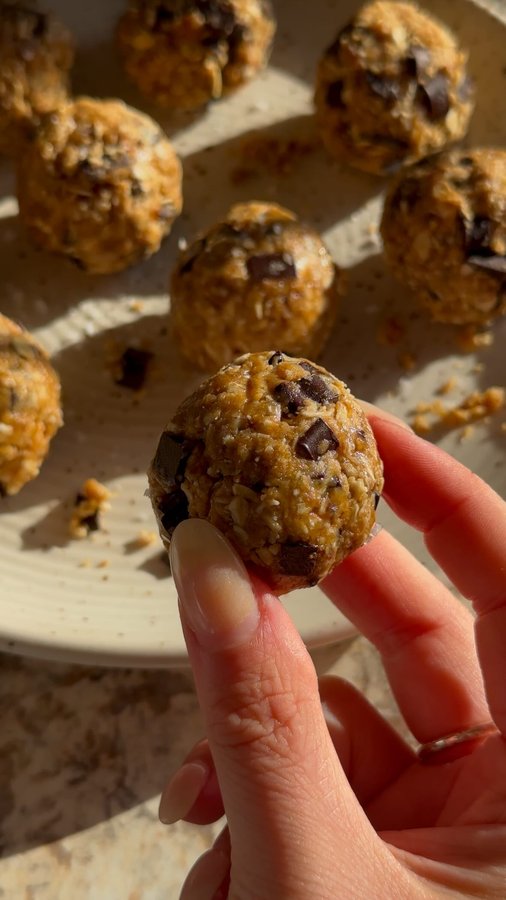 Instagram post by @wholesomelysophia for Truvia. Caption reads: u guys loved my peanut butter cookie dough balls-....